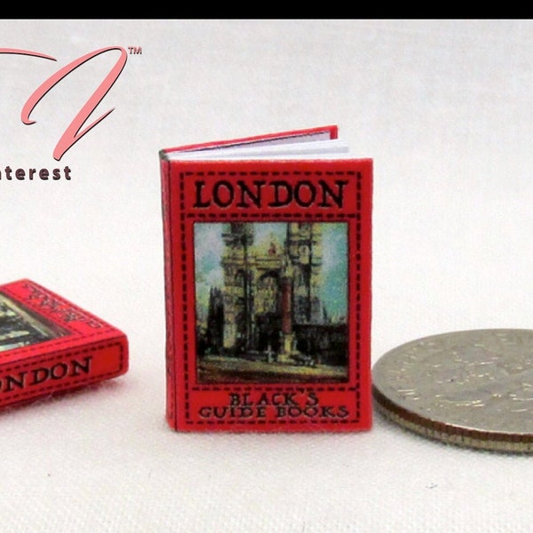 GUIDE TO LONDON Miniature Book Dollhouse 1:12 Scale Illustrated Color Full Color Hard Cover Book Travel Map Tourist