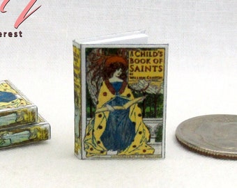 A CHILDS BOOK Of SAINTS Dollhouse 1:12 Scale Miniature Readable Illustrated Hard Cover Book