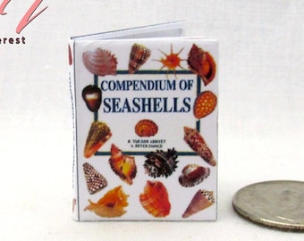 BOOK OF SEASHELLS 1:12 Scale Miniature Dollhouse Readable Illustrated Hard Cover Book Ocean Sea