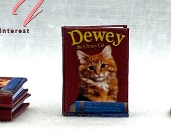 DEWEY The LIBRARY CAT 1:12 Scale Miniature Dollhouse Readable Illustrated Hard Cover Book Children Story