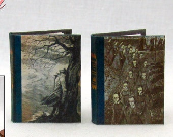 BRONTE SISTERS SET 2 -1:12 Scale Miniature Dollhouse Readable Illustrated Hard Cover Books Wuthering Heights Jane Eyre