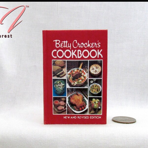 1:4 Scale BETTY CROCKER Cookbook Illustrated Readable Miniature Hard Cover Book Kitchen Recipes MSD Dollfie American Girl Scale