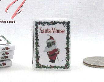 SANTA MOUSE 1:12 Scale Miniature Dollhouse Readable Illustrated Hard Cover Book Christmas Holiday Children Story