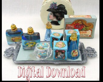 Digital Download LADIES PERFUME Display Vanity Table Download PDF and Tutorial in Miniature 1:12 Scale Victorian Womens Accessories