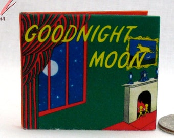 1:6 Scale GOODNIGHT MOON Miniature Readable Illustrated Hard Cover Book Children Bedtime Story Play Scale Barbie Monster High Fashion Dolls