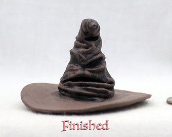 DIY School of Witchcraft and Wizardry SORTING HAT in Miniature 1:12 Scale Black Resin Popular Boy Wizard