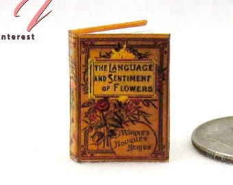 THE LANGUAGE Of FLOWERS 1:12 Scale Miniature Dollhouse Readable Illustrated Hard Cover Book