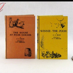 1:6 Scale WINNIE The POOH Books Set of 2 Books Readable Illustrated Miniature Hard Cover Books Winnie the Pooh House at Pooh Corner