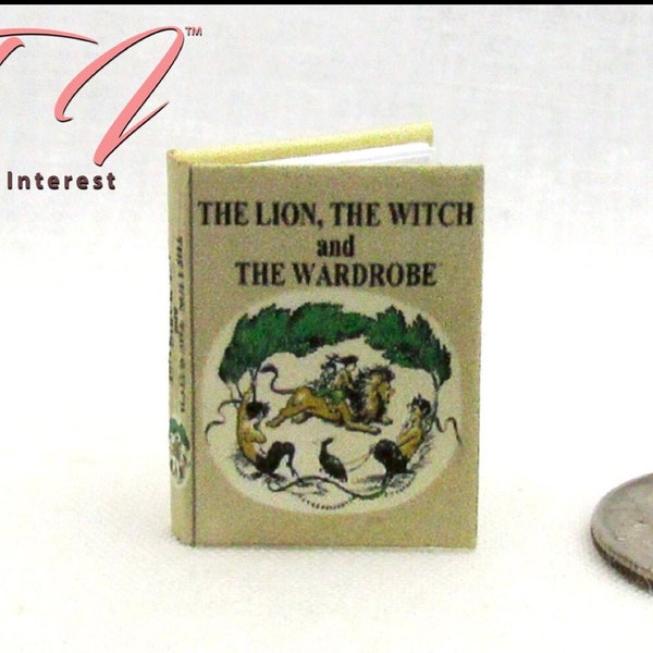 The LION, The WITCH and The WARDROBE by C.S. Lewis, 1:12 Scale Miniature Dollhouse Readable Illustrated Hard Cover Book Narnia Children