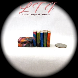 Popular BOY WIZARD POTTER Book Series 1:12 Scale Miniature Books Set of 7 Prop Faux Books Magic image 2