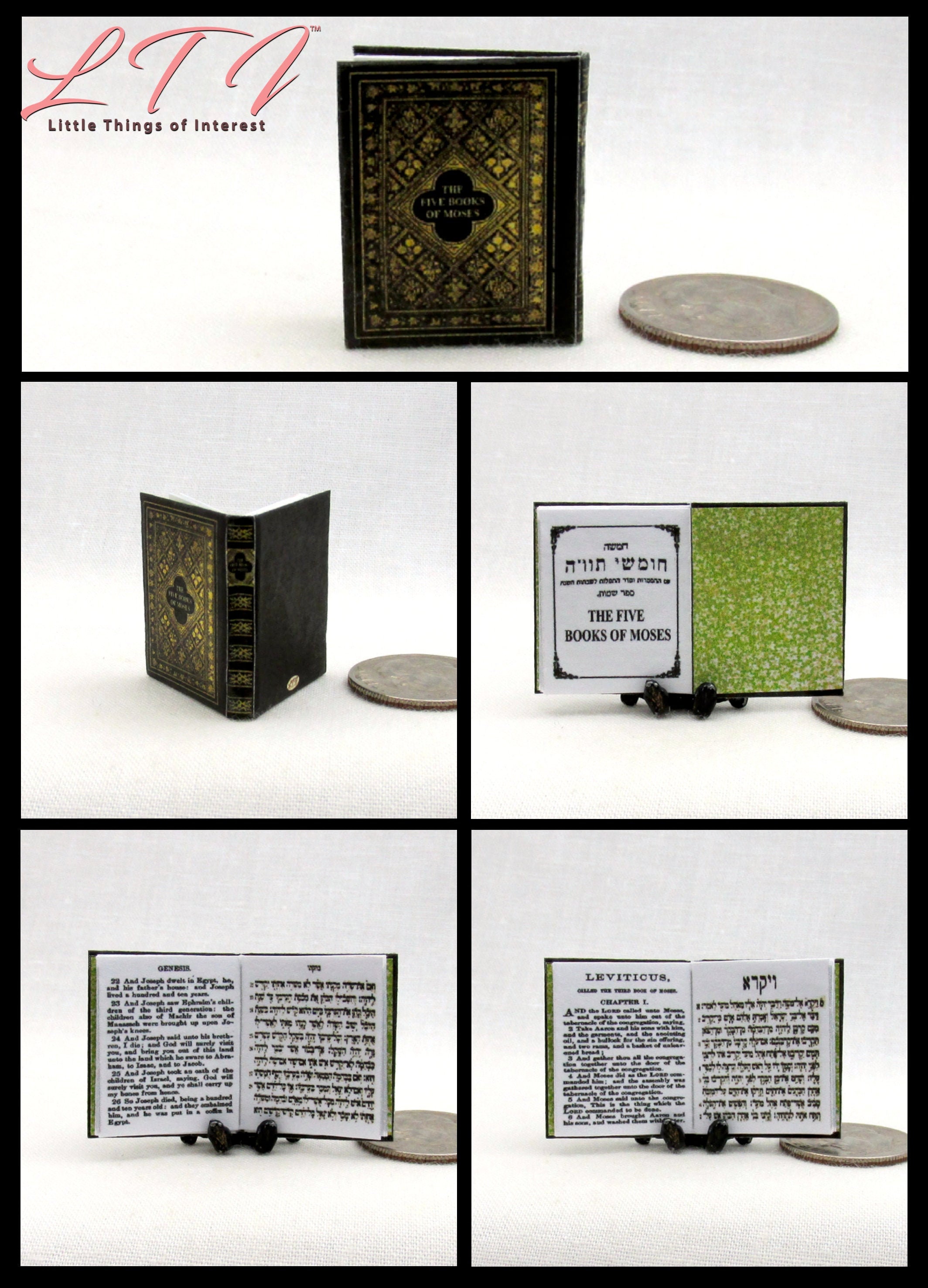 The Five Books Of Moses Readable Miniature Dollhouse Book 1 12 Scale Hebrew Jewish Religion God Church Old Testament Torah Judaism