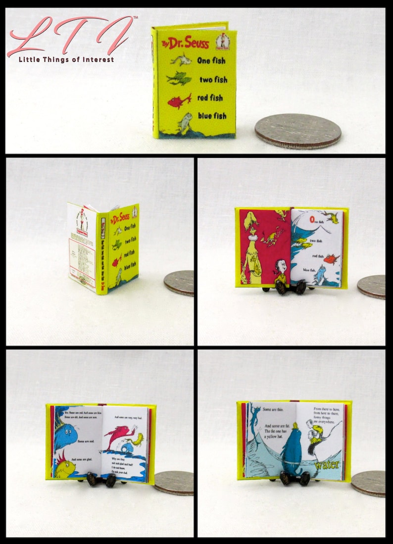 Dr Seuss Cat in the Hat 2 1:12 Scale dollhouse miniature books