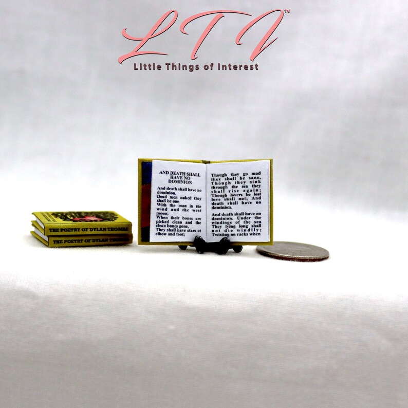 POETRY Of DYLAN THOMAS 1:12 Scale Miniature Dollhouse Readable Hard Cover Book image 5