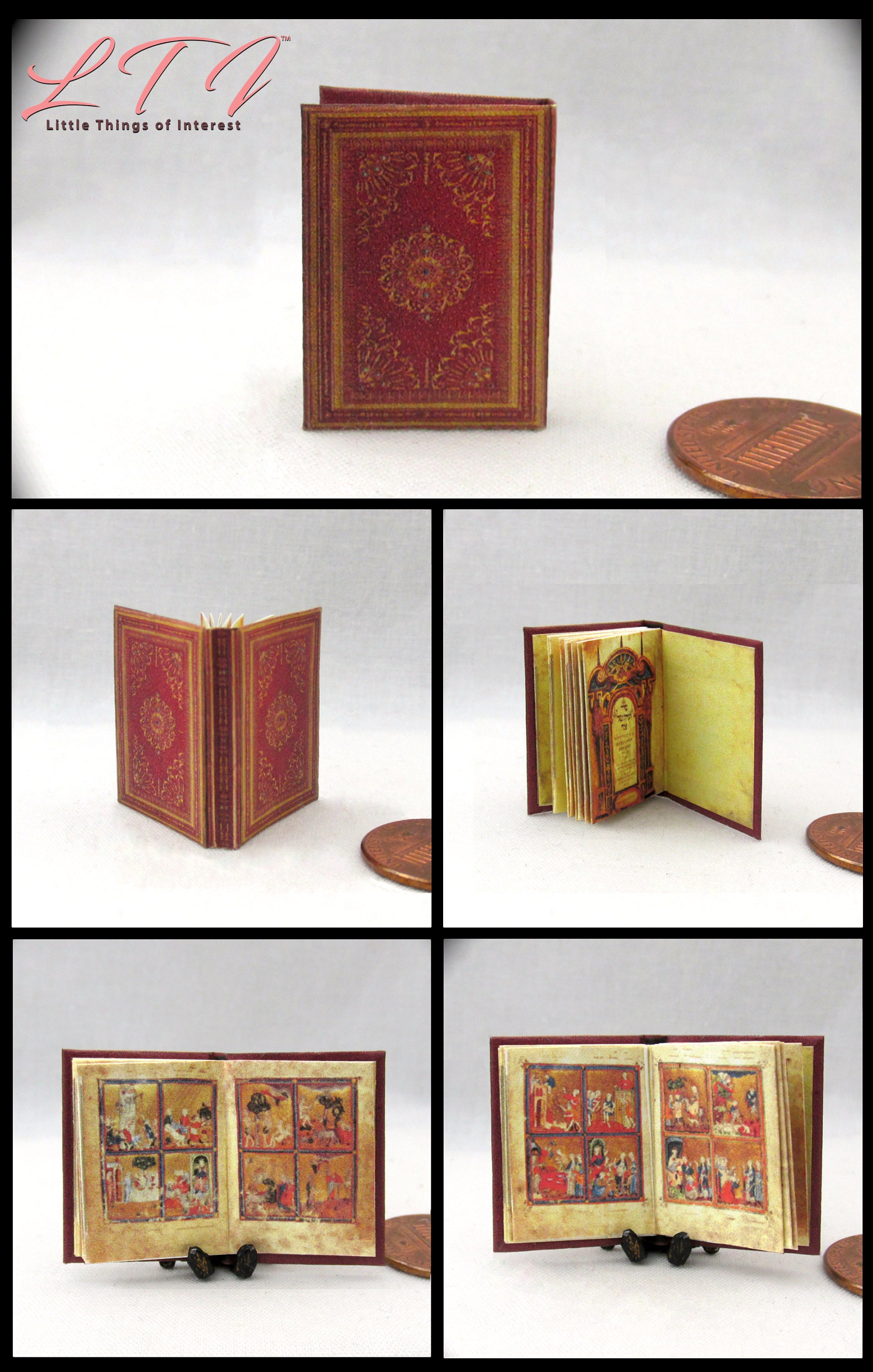 HEBREW GOLDEN HAGGADAH Miniature Book Dollhouse 1:12 Scale Illustrated Book