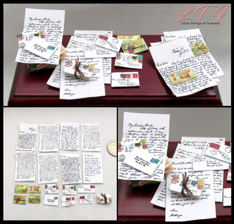 ENVELOPES /& POSTCARDS 1:12 Scale Post Mail Postcard Desk Love Letters Printable Pdf Instant Digital Download Miniature Dollhouse LETTERS