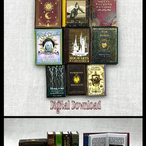 Téléchargement numérique de 9 manuels scolaires de l'école de sorcellerie et de sorcellerie, livres PDF et tutoriel de construction pour des livres imprimables miniatures à l'échelle 1:12 image 2