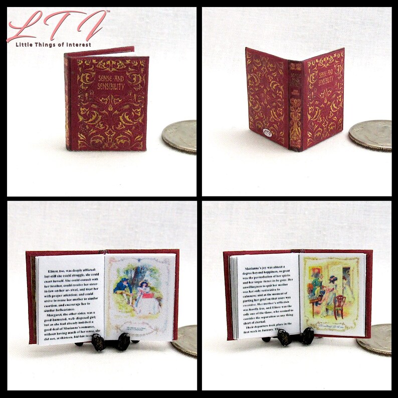 SENSE AND SENSIBILITY by JANE AUSTEN Miniature Book Dollhouse 1:12 Scale Book