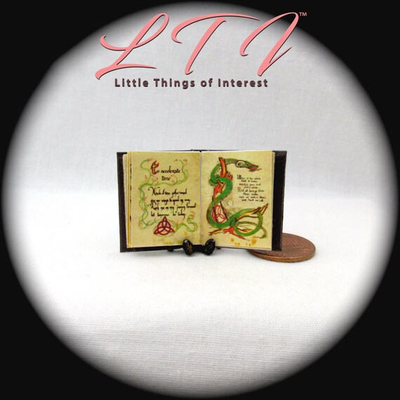 BOOK OF SHADOWS MAGIC SPELL BOOK Miniature Book Dollhouse 1:12 Scale Illustrated