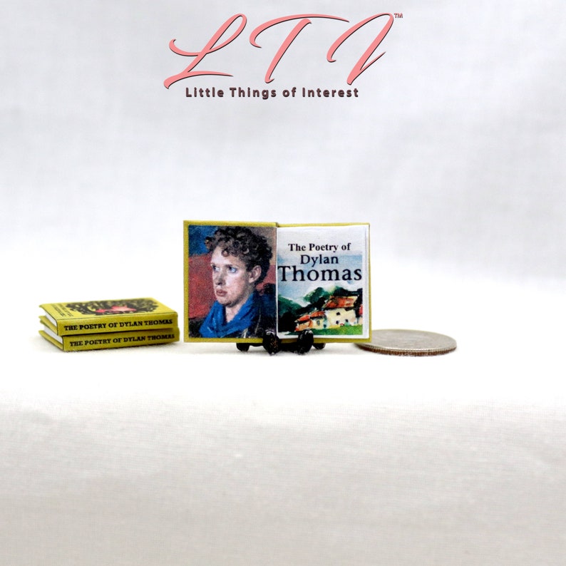 POETRY Of DYLAN THOMAS 1:12 Scale Miniature Dollhouse Readable Hard Cover Book image 4