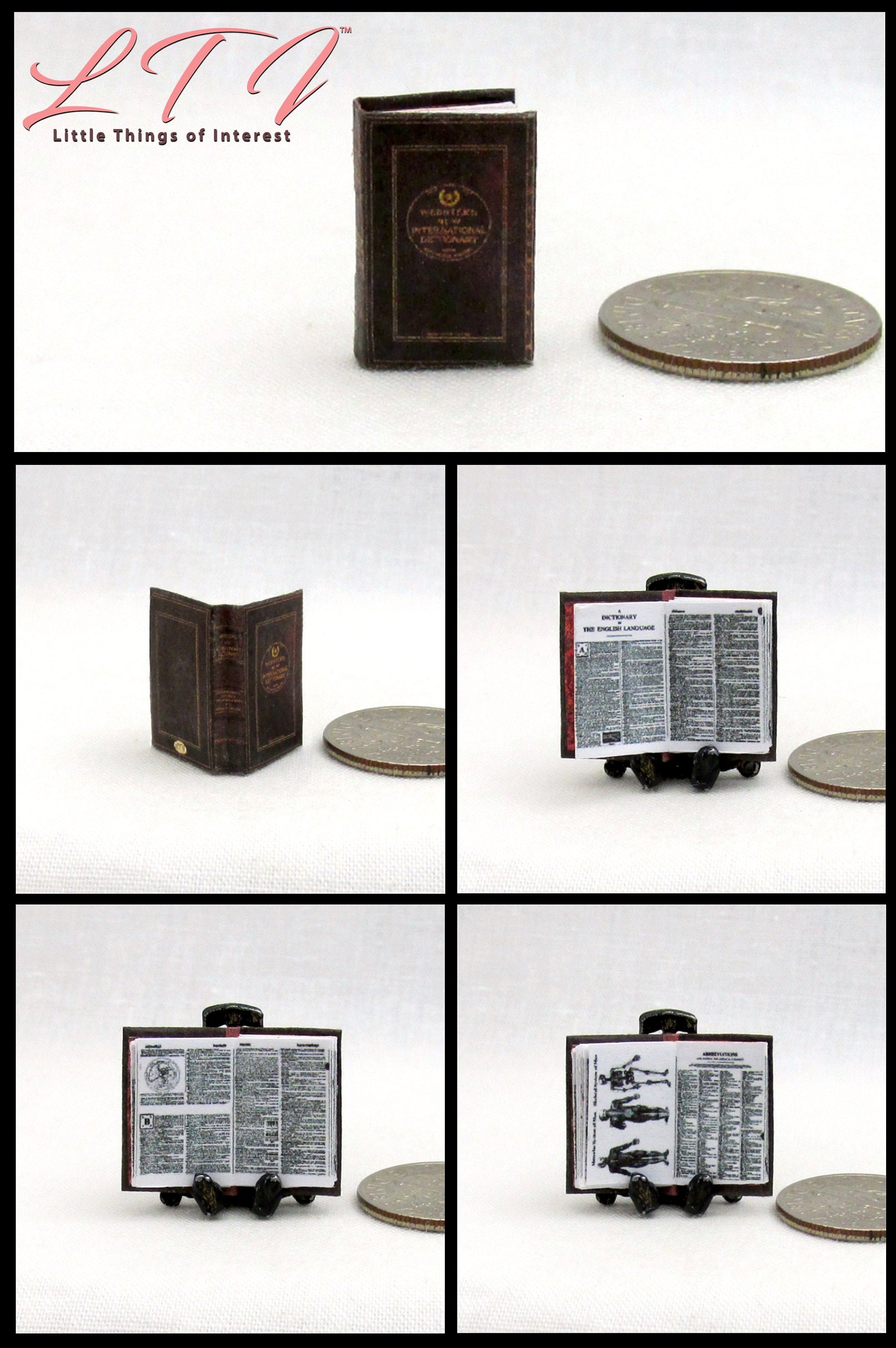 1 24 Scale Webster S Dictionary Miniature Book Dollhouse Etsy