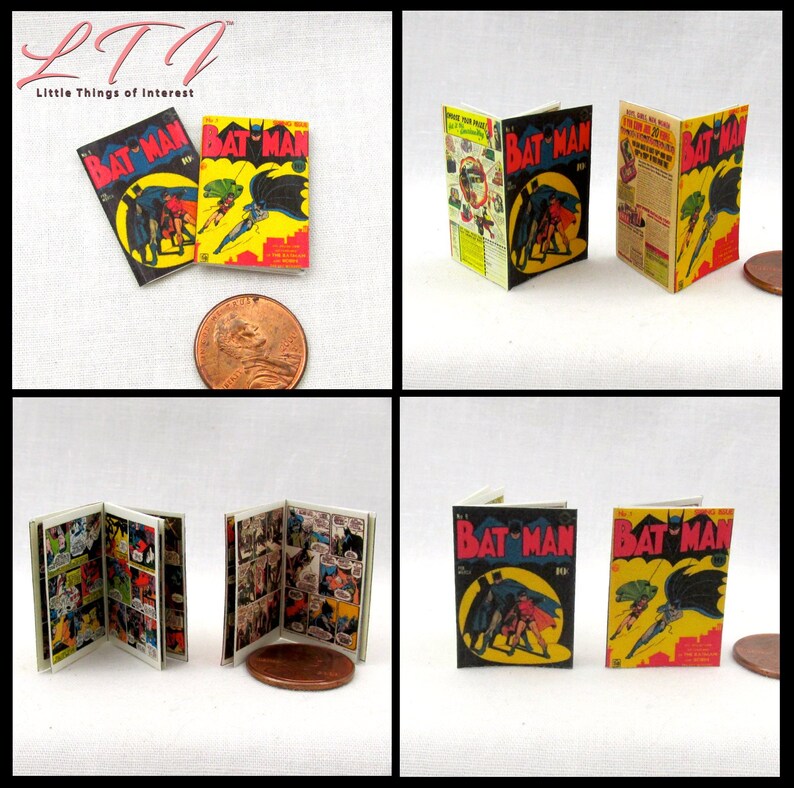 2 Miniature JUSTICE LEAGUE COMIC Books Dollhouse Readable 1:12 Scale 2 FOR 1 DC