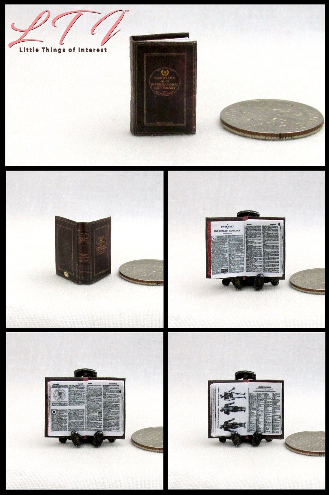 124 Scale WEBSTER'S DICTIONARY Miniature Book Dollhouse 1/2 Scale