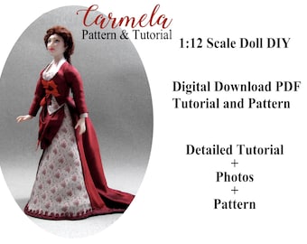 Digital Download CAMELA Digital Download PDF Tutorial and Pattern 1:12 Scale 1880 Doll Dress DIY (Experienced)