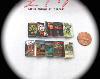 Dollhouse Miniature Books Stephen King /The Stand/The Dead Zone/Fire Starter 