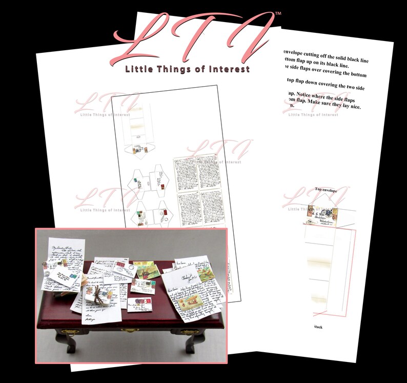 ENVELOPES /& POSTCARDS 1:12 Scale Post Mail Postcard Desk Love Letters Printable Pdf Instant Digital Download Miniature Dollhouse LETTERS
