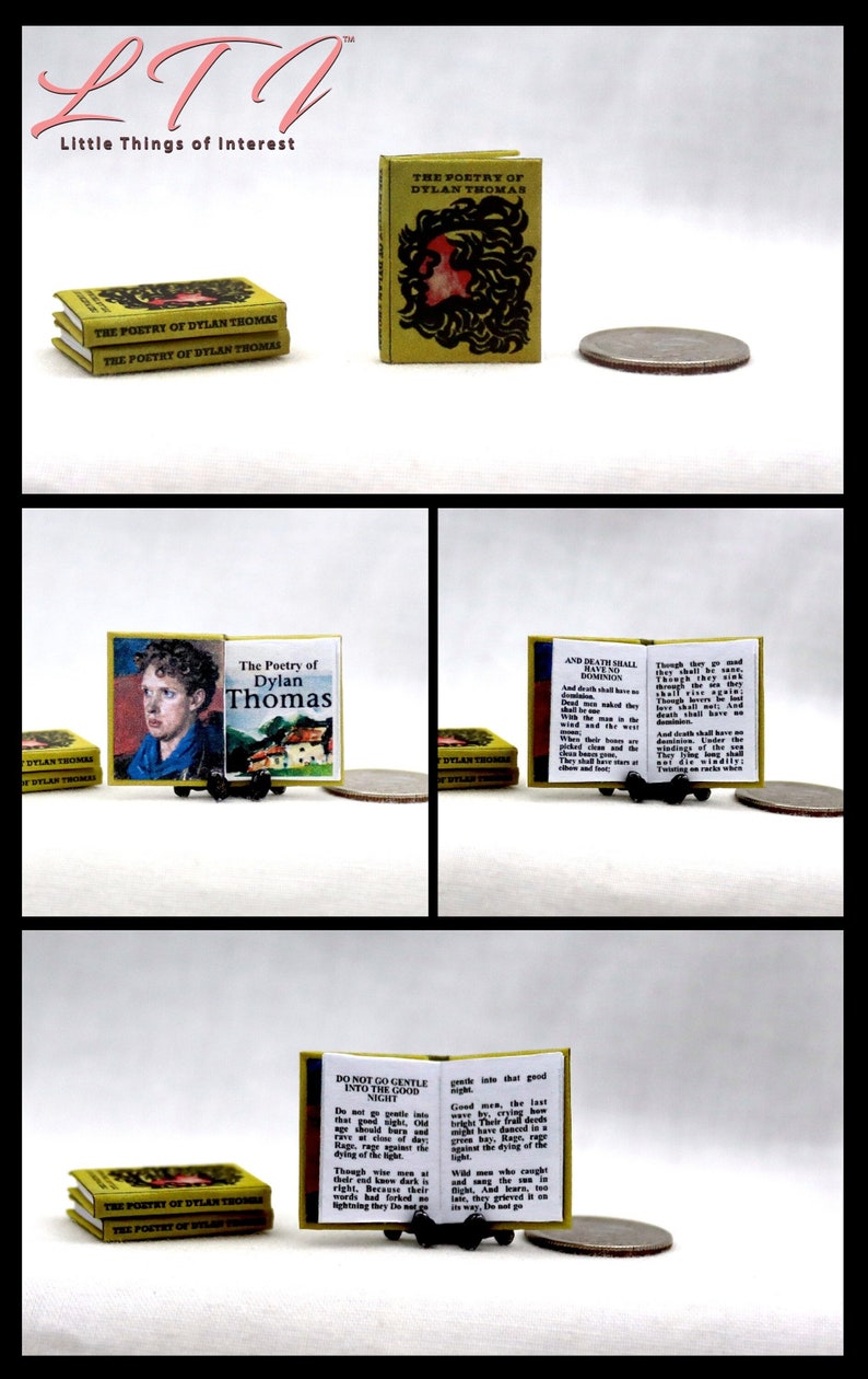 POETRY Of DYLAN THOMAS 1:12 Scale Miniature Dollhouse Readable Book Peoms