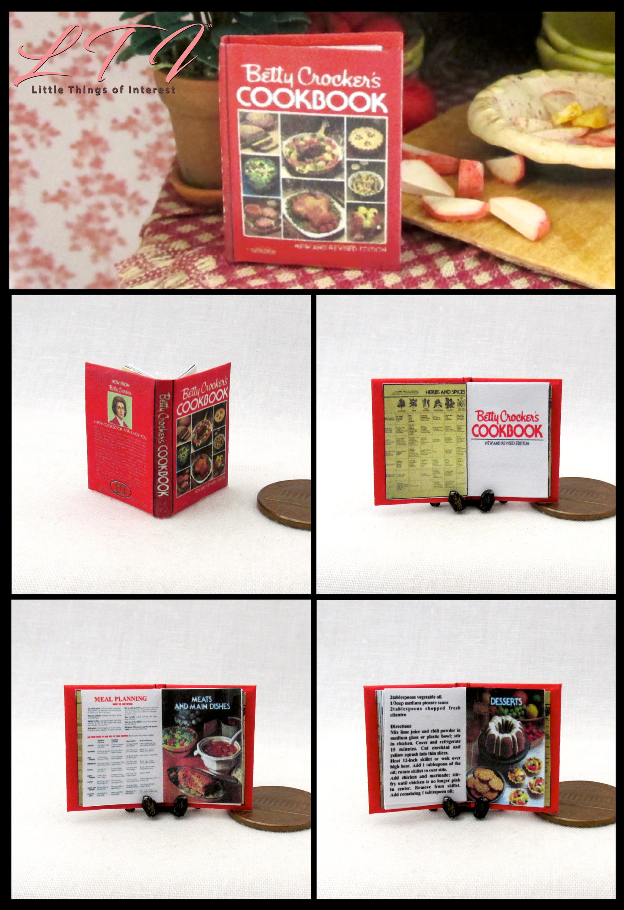 Betty Crockers Cookbook Miniature Book Dollhouse 112 Scale Betty Crockers Cookbook Miniature Book Dollhouse 112 Scale