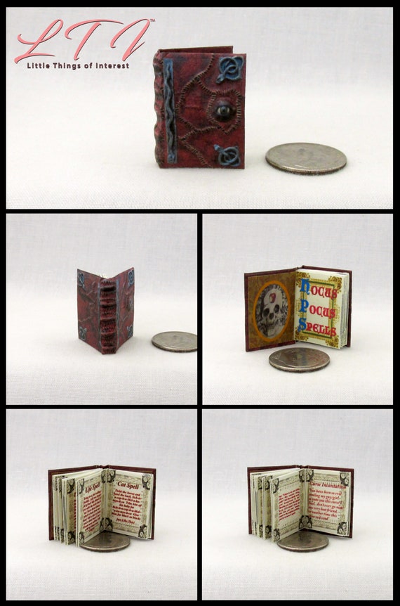 Miniature dollhouse Halloween witch spell book Barbie 1//12 Scale Book of spells