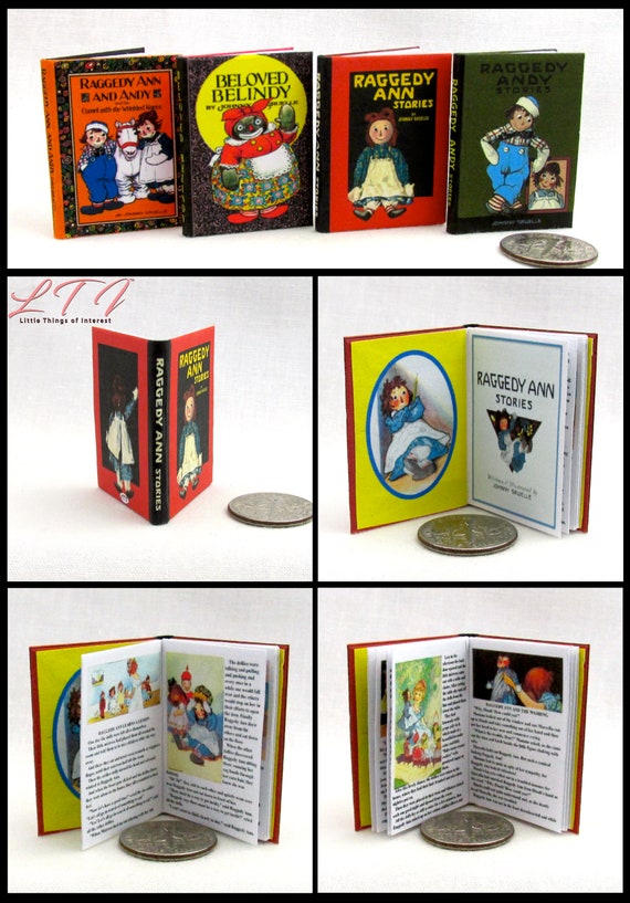 1:6 Scale RAGGEDY BOOKS Set of 4 Books Readable Illustrated Books