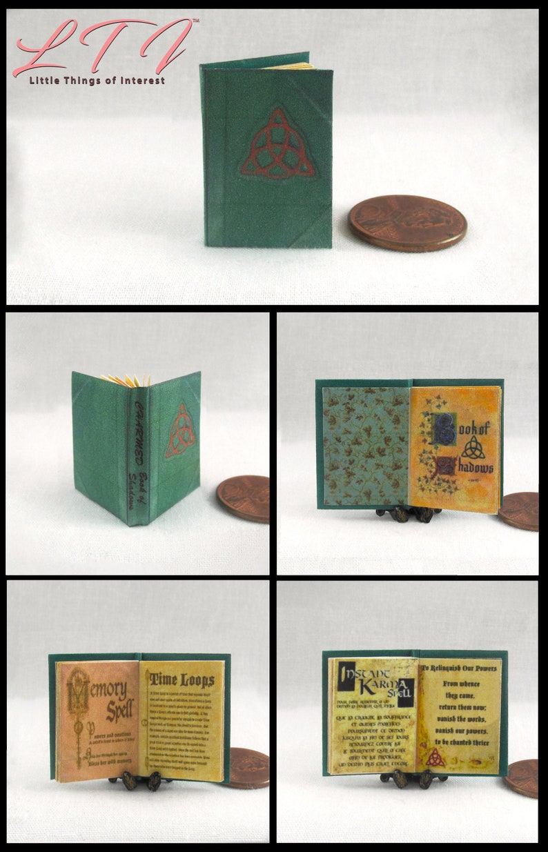 BOOK OF SHADOWS MAGIC SPELL BOOK Miniature Book Dollhouse 1:12 Scale Illustrated