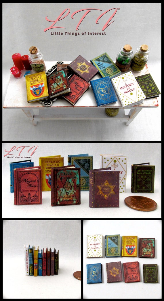 HOCUS POCUS Book of Spells 1:12 Scale Miniature Dollhouse Readable  Illustrated Magic Spell Book 