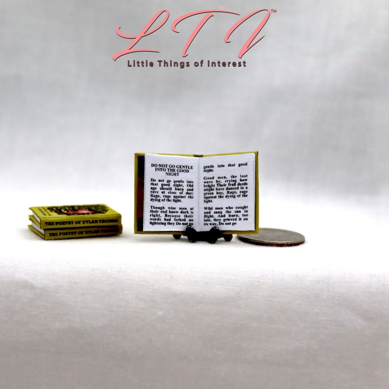 POETRY Of DYLAN THOMAS 1:12 Scale Miniature Dollhouse Readable Hard Cover Book image 6
