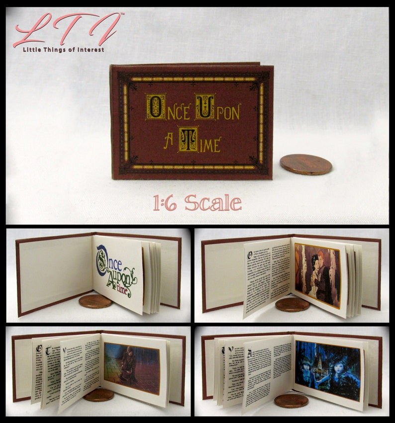 1:6 Scale ONCE UPON A TIME Book Of Fairy Tales Miniature Book Play Scale 6th Scale Doll Book Barbie Monster High Blythe Dolls #Barbiediorama 