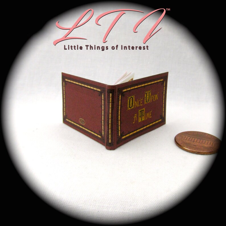 ONCE UPON A Time Book Of Fairy Tales 1:12 Scale Miniature Dollhouse Hard Cover Book Childrens Book image 3