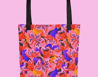 Bolsa de mano con estampado floral al atardecer