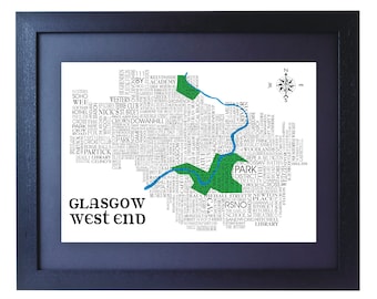 Glasgow West End Print - Word Map