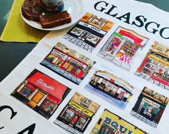 Glasgow Cafes Tea Towel