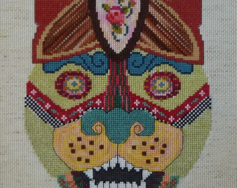 Jaguar Sugar Skull Cross Stitch Pattern