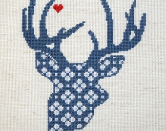 Deer Valentine Cross Stitch Pattern