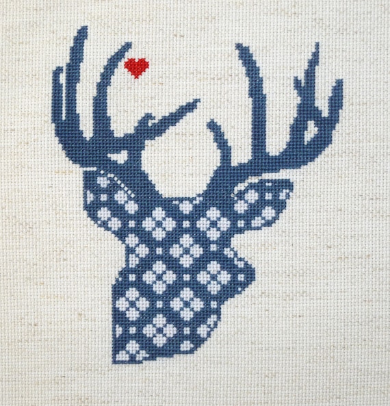 Deer Valentine Cross Stitch Pattern Etsy Deer heart cross by motherbeedesigns