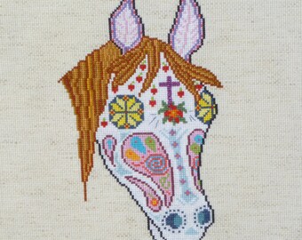 Horse Sugar Skull Day of the Dead Cross Stitch Pattern
