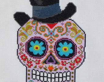 TOP HAT Sugar Skull Cross Stitch Pattern