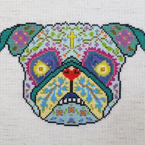 Hund Sugar Skull Kreuzstichmuster