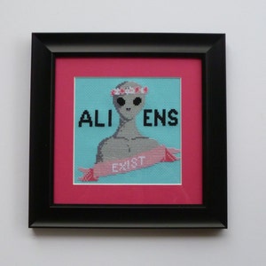 Aliens Exist Cross Stitch Pattern