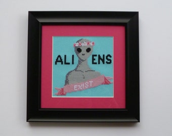 Aliens Exist Cross Stitch Pattern