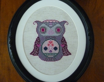 Owl Sugar Skull Cross Stitch Pattern